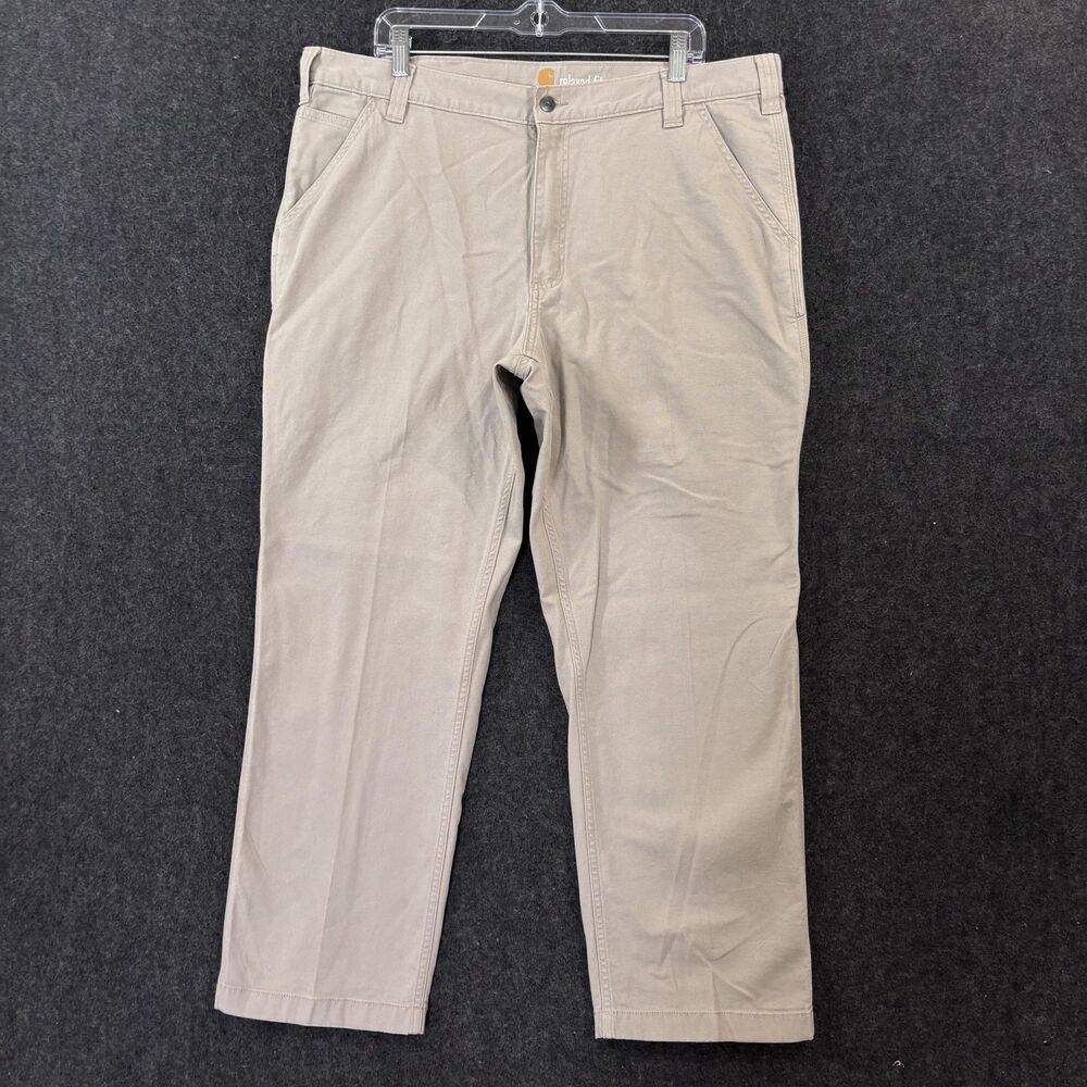 Carhartt Relaxed Fit Pants Men's 38x29 Khaki Canvas Carpenter Workwear Utility